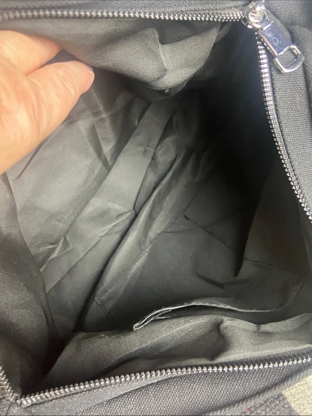 Black Canvas Grommet Belt Bag with Chain Accent